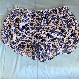 Blue and White Floral cloth shorts.